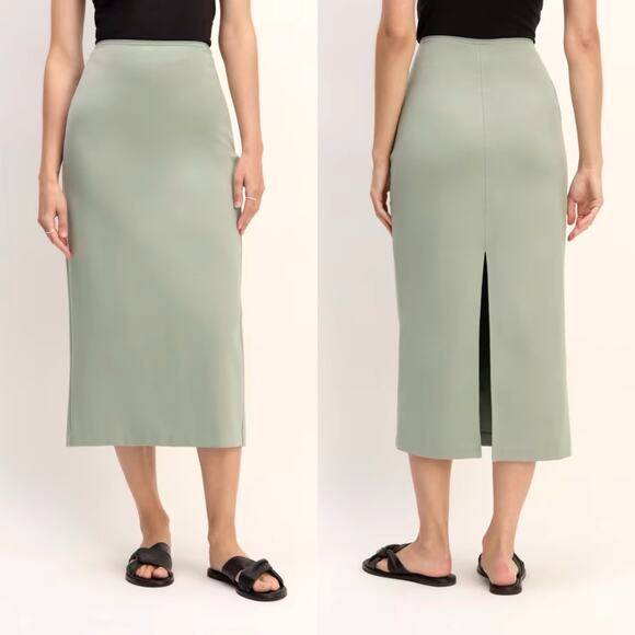 New Everlane Dream Maxi Skirt Ponte Knit Fabric Sage Green Cotton Women XS NWOT - Picture 1 of 11